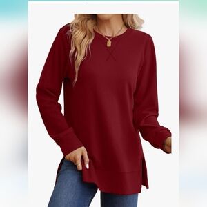 Chic Burgundy Long Sleeve Sweatshirt